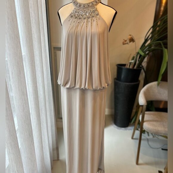 Mignon Light Grey Evening/Party Gown with Rhinestones - Picture 8 of 15